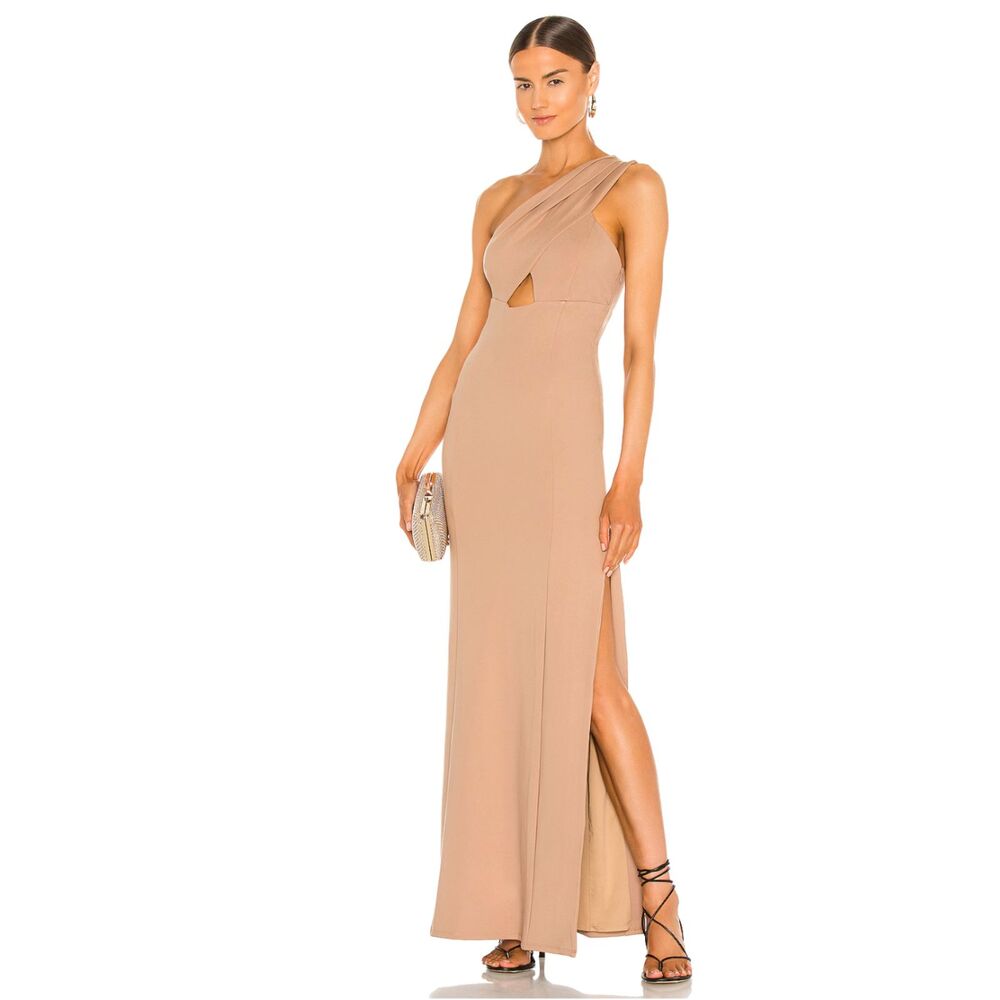 Lovers and Friends Revolve Stacey Maxi Dress Gown Women's Small Nude Beige NWT